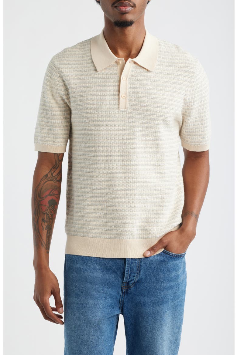 Naple Mini Geo Polo Sweater, Main, color, NATURAL