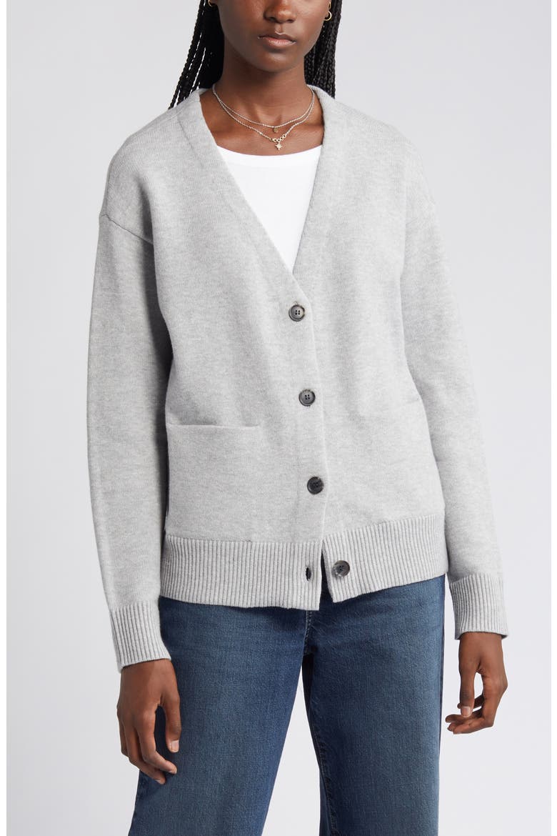 Cotton Blend Cardigan, Alternate, color, GREY HEATHER
