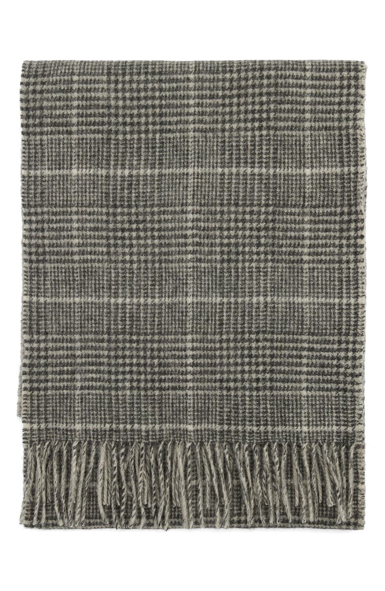Barbour Noelle Check Wool Scarf, Alternate, color, Monochrome