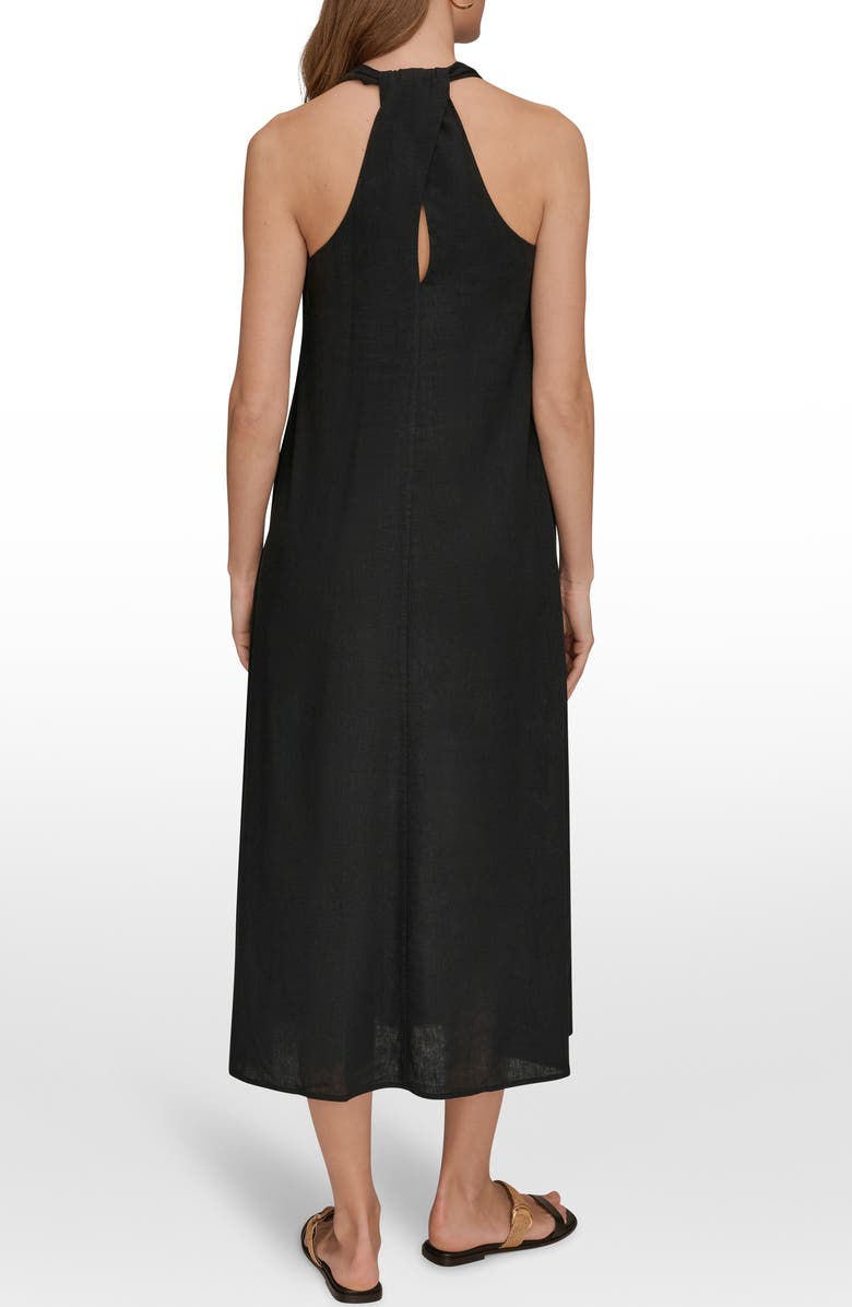 Donna Karan New York Sleeveless Linen Blend Midi Dress, Alternate, color, Black