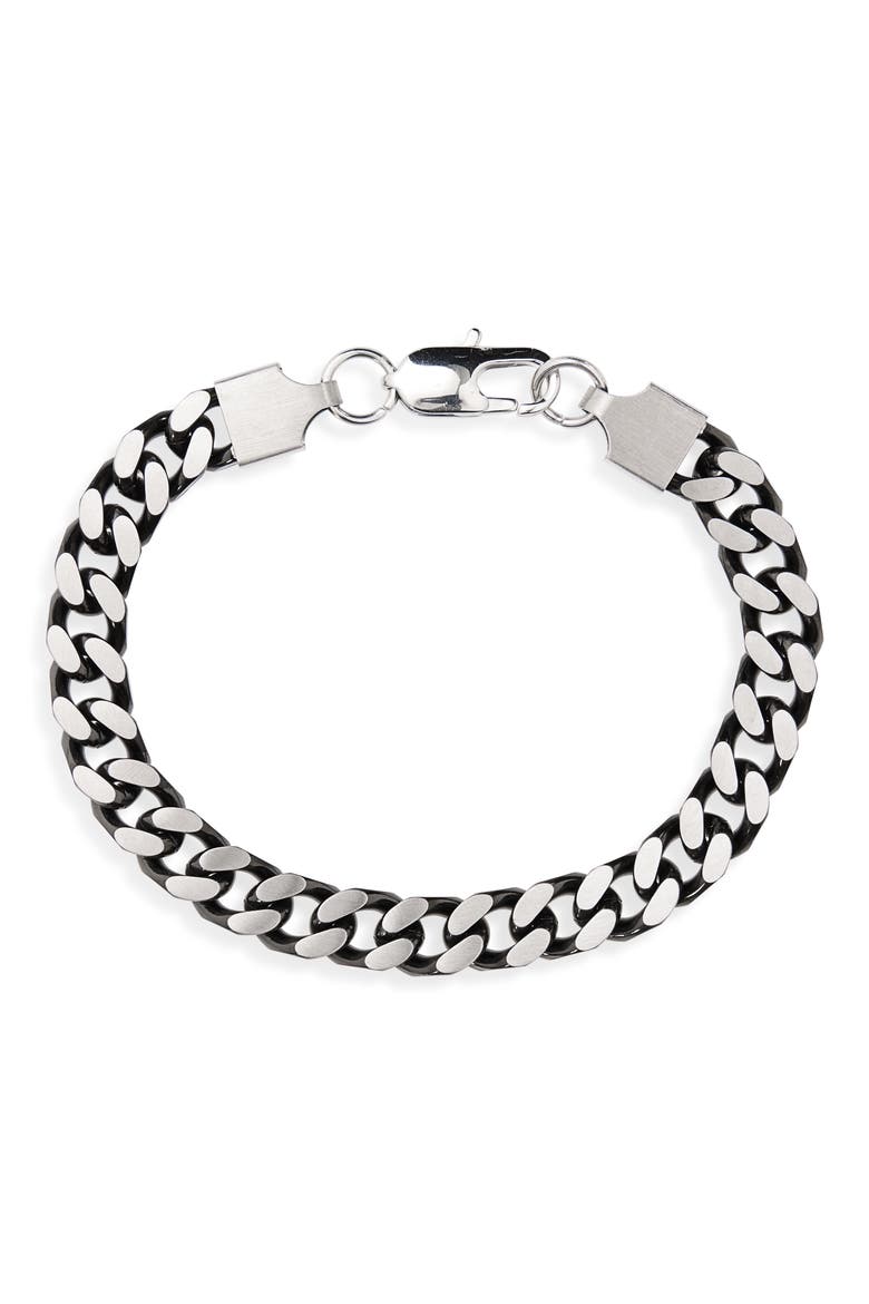 Men's Edge Two-Tone Curb Chain Bracelet, Alternate, color, BLACK- STAINLESS