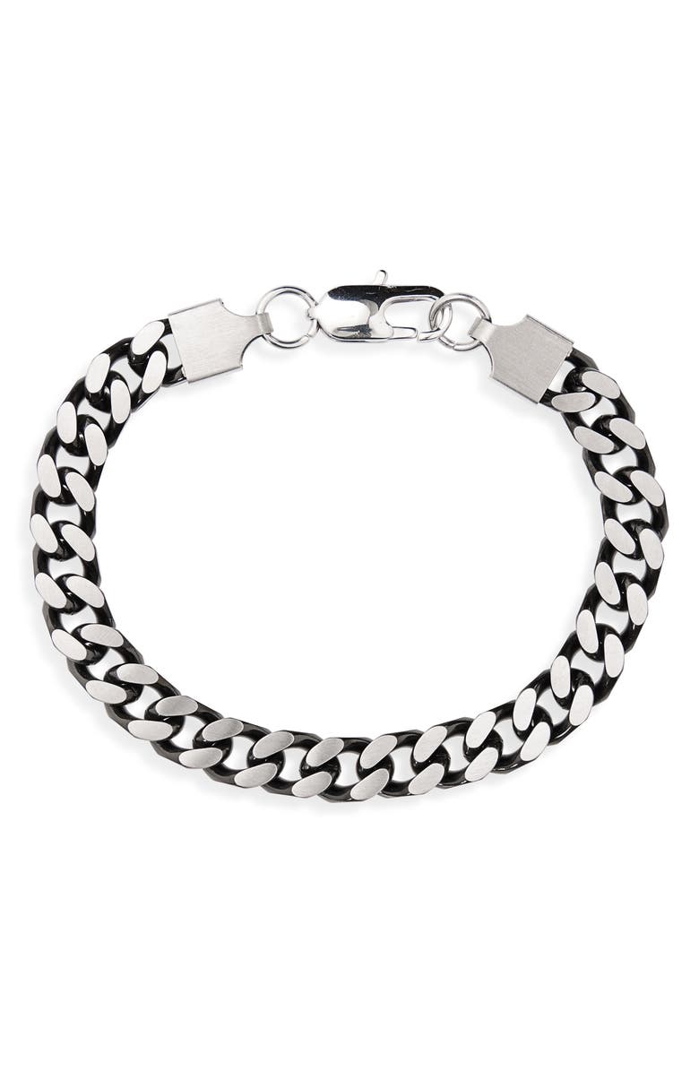 NORDSTROM RACK Men's Edge Two-Tone Curb Chain Bracelet, Alternate, color, Black- Stainless