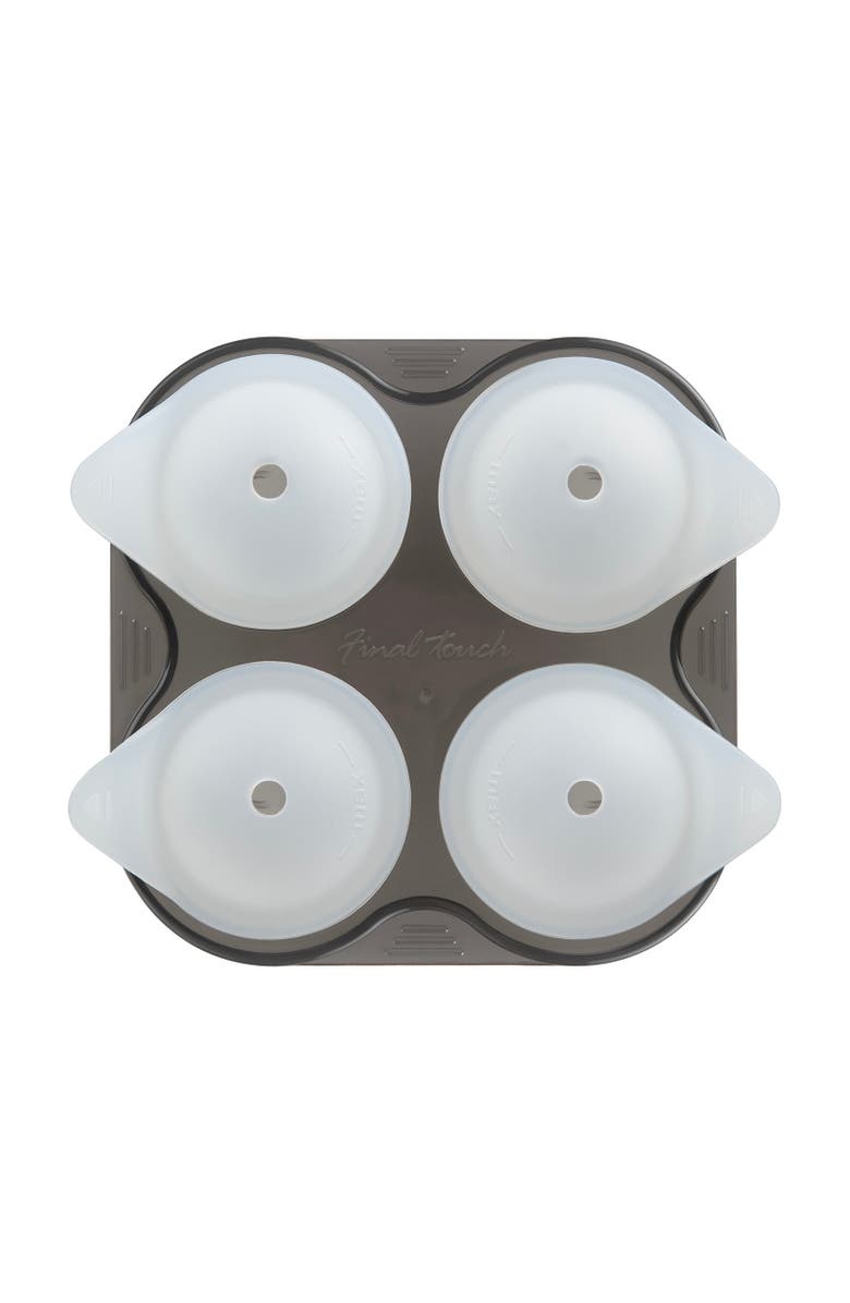 FINAL TOUCH Yarai Shiver Ice Ball Shots - 4 Glasses with Ice Ball Tray, Alternate, color, White