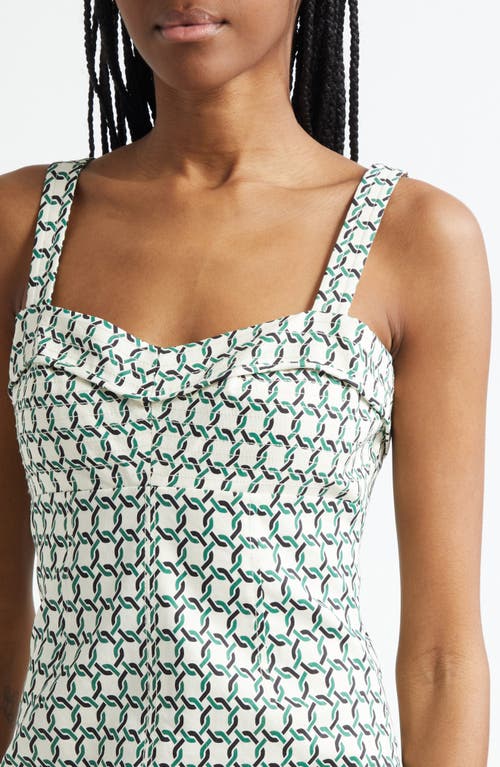 Veronica Beard Colleen Chain Print Cotton Blend Dress In Green