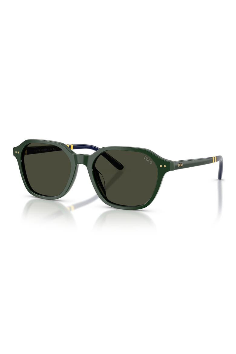 54mm Irregular Sunglasses, Alternate, color, SHINY GREEN / BROWN