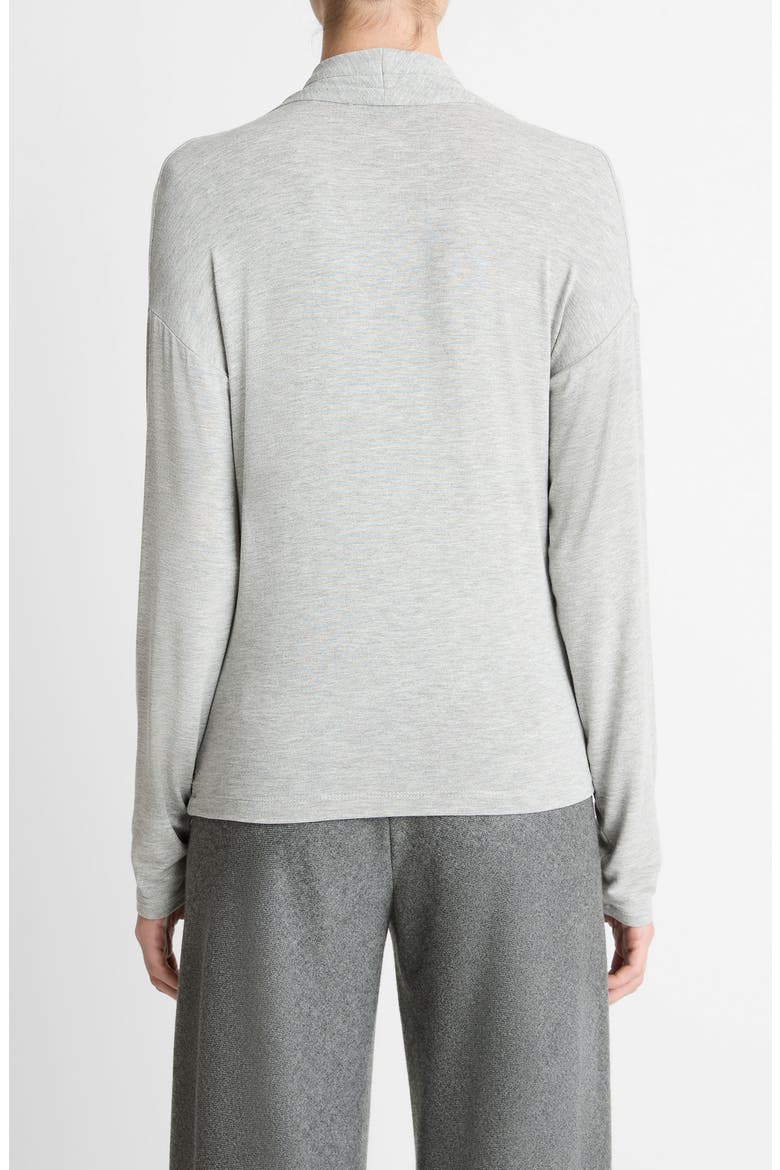 Draped Faux Wrap Top, Alternate, color, HEATHER PALE GREY