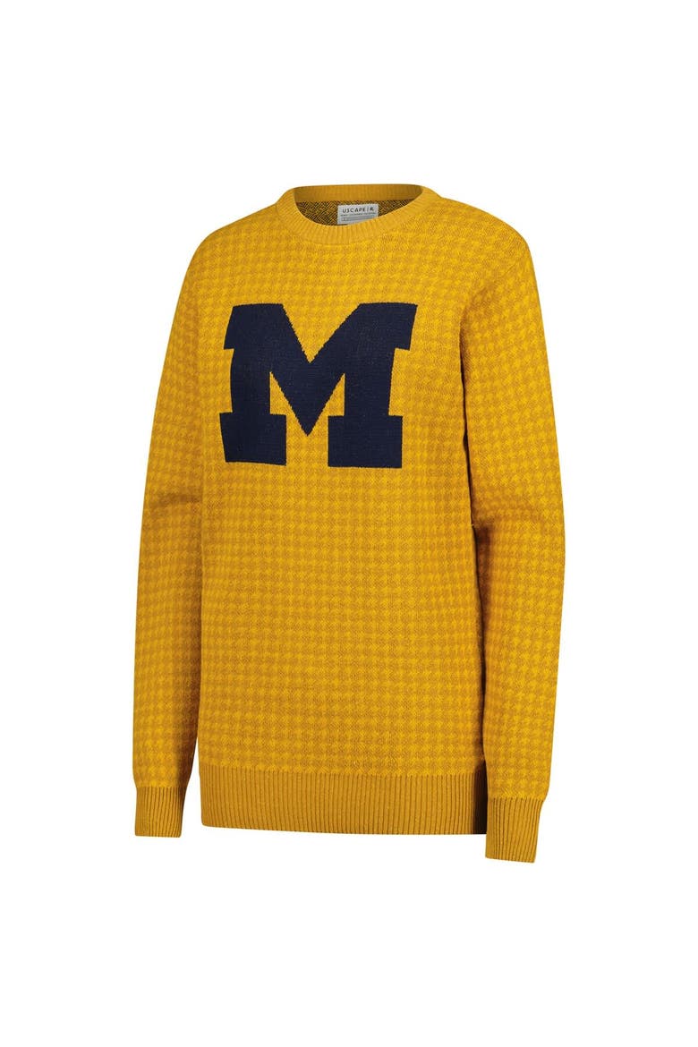 Unisex Uscape Apparel Maize Michigan Wolverines Renew Knit Vintage Houndstooth Sweater, Alternate, color, Maize
