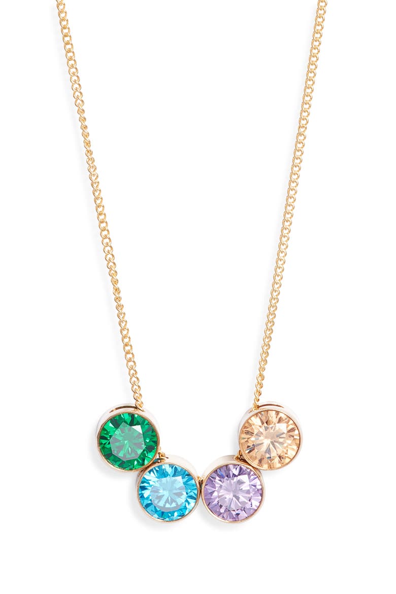 Multibirthstone Pendant Necklace, Main, color, GOLD / 4 CHARMS