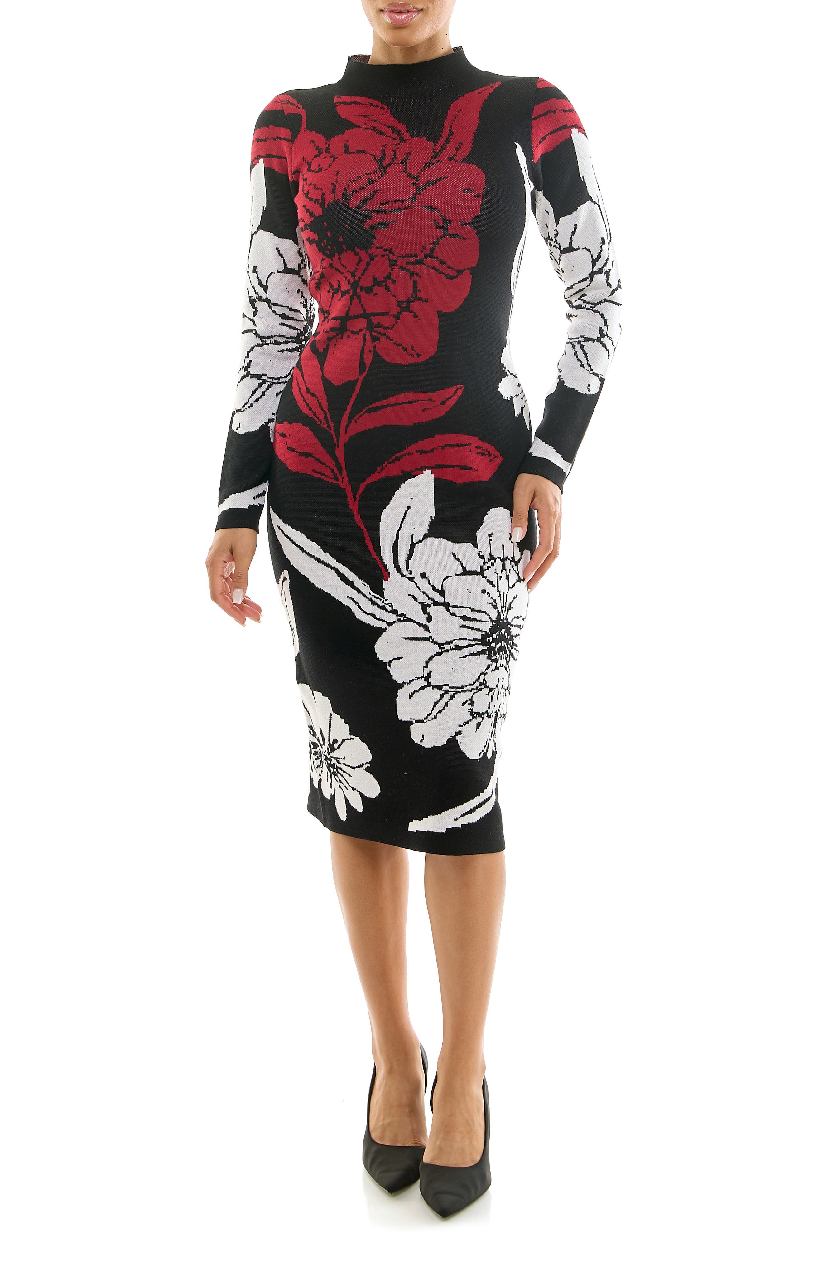 BLACK/ RED FLORAL