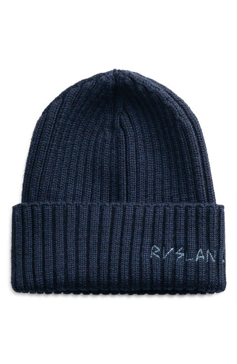 Monogram Embroidered Merino Wool Beanie