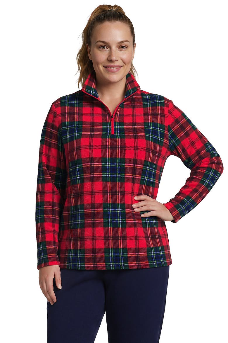 Anyweather Fleece Quarter Zip Pullover, Main, color, Compass Red/Pine Plaid