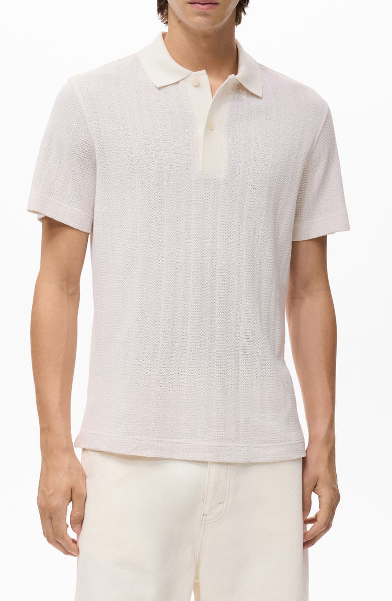 MANGO Regular Fit Openwork Polo, Main, color, Off White