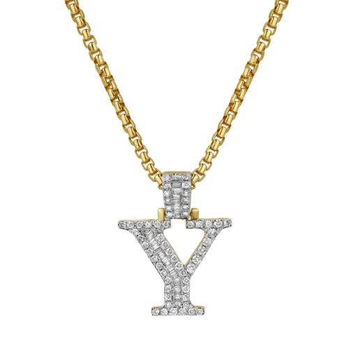 Luvmyjewelry Y Initial Diamond Pendant 10k Yellow Gold In 10k Yellow Gold