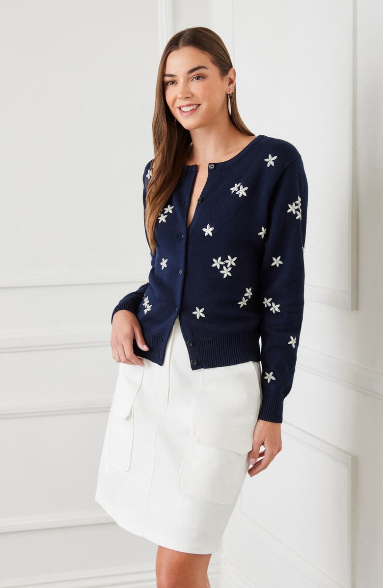 Karen Kane Embellished Flower Cardigan, Alternate, color, 