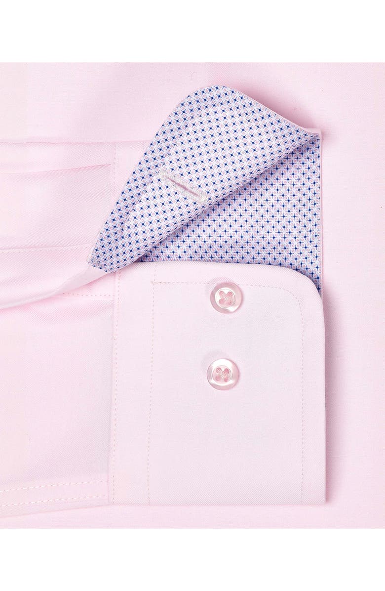 David Donahue Trim Fit Cotton Twill Dress Shirt, Alternate, color, Pink