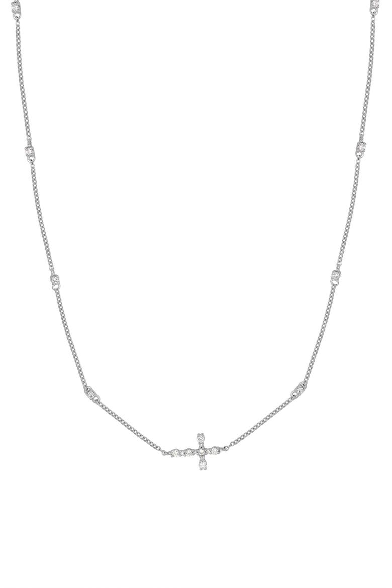 Rita Diamond Cross Pendant Necklace, Main, color, 18K WHITE GOLD