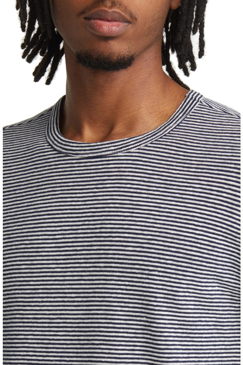 Stripe Long Sleeve Cotton & Linen T-Shirt, Alternate, color, NAVY/ WHITE