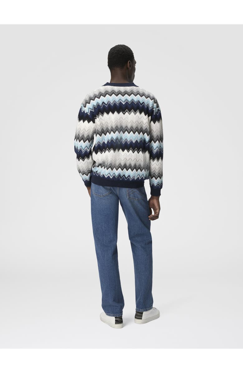Missoni The Cardigan In Wool And Cotton With Zigzag, Alternate, color, Black & Blue