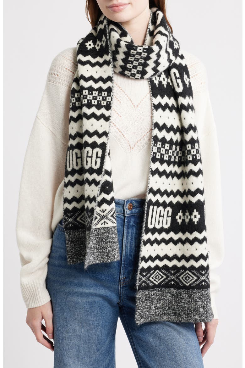 Chunky UGGIsle Scarf, Main, color, BLACK MULTI