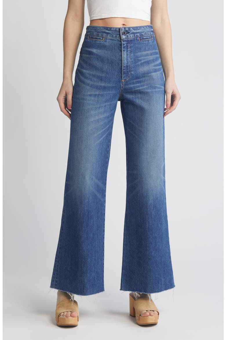 Brighton Raw Hem High Waist Wide Leg Jeans, Main, color, DAYTONA