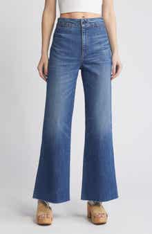 ASKK NY Brighton Raw Hem High Waist Wide Leg Jeans