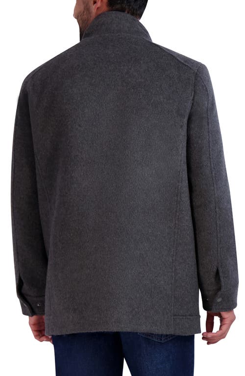 Cole Haan Melton Wool Blend Field Coat In Gray