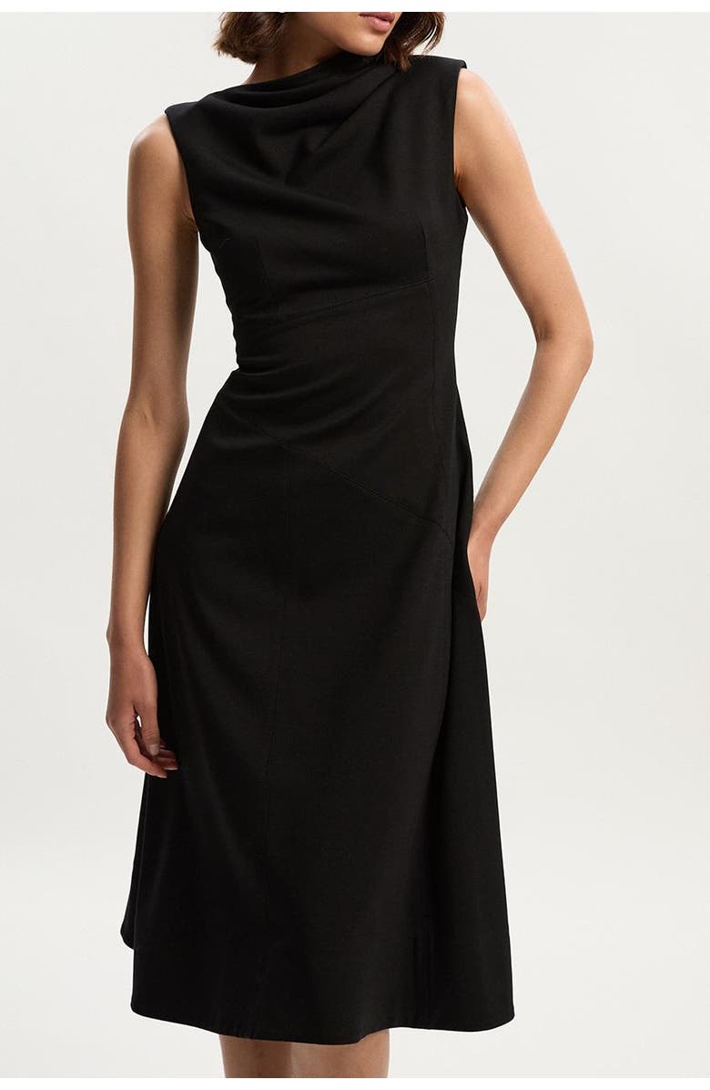 Karen Millen Ponte Asymmetric Midi Dress, Alternate, color, Black