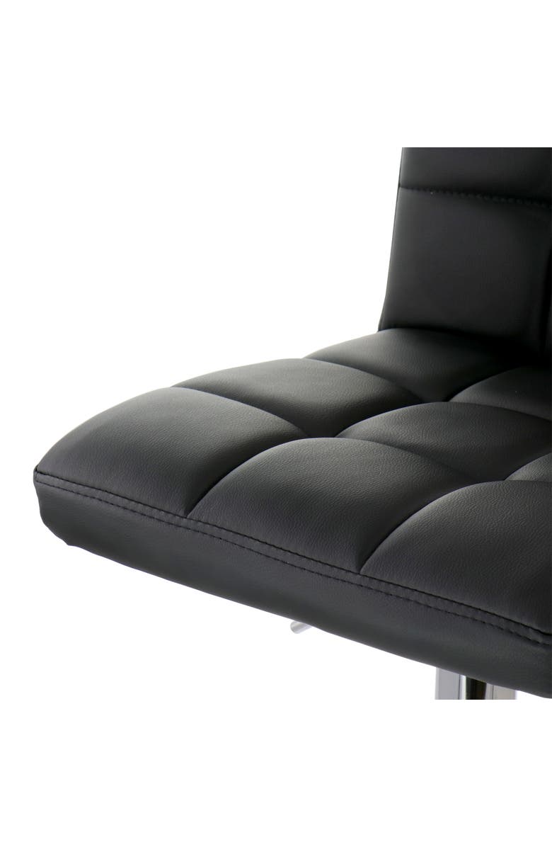 Elama 2 Piece Square Tufted Faux Leather Adjustable Bar Stool, Alternate, color, Black