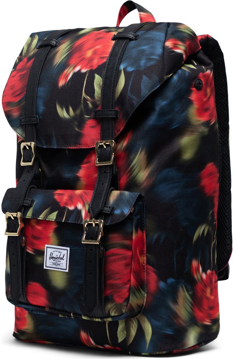 Herschel Supply Co. Blurry Rose Print Little America Backpack, Alternate, color,