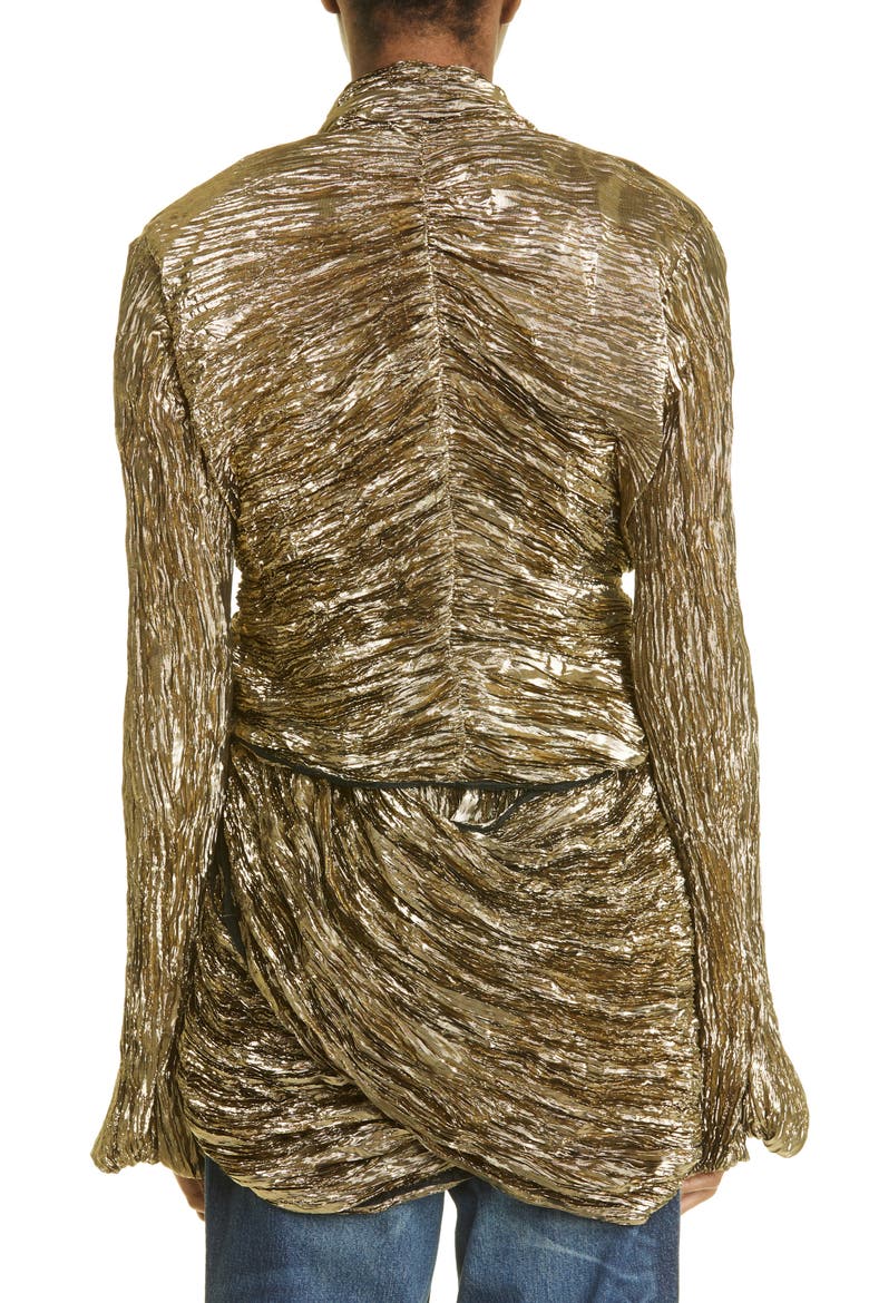 Crinkled Metallic Taffeta Jacket, Alternate, color, GOLD/ BLACK