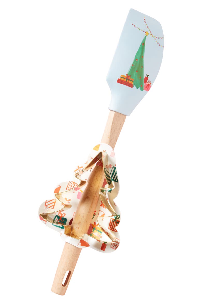 Anthropologie Print Spatula with Stainless Steel Cookie Cutter, Alternate, color, TREE