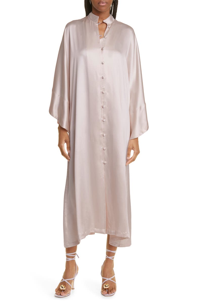 La Vie Style House Long Sleeve Satin Cover-Up Caftan, Main, color, 