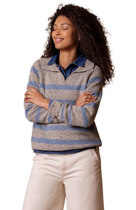 Donegal Striped Polo Sweater