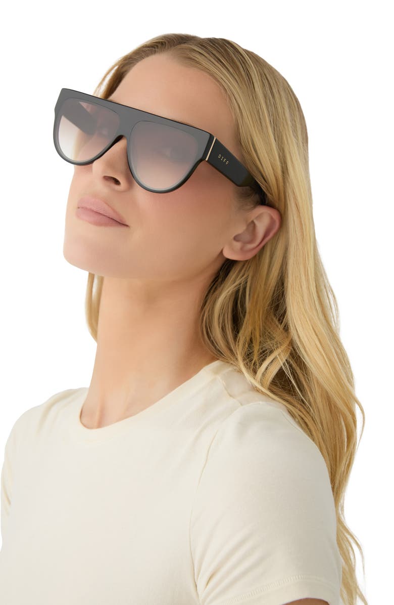 DIFF Georgie 61mm Gradient Square Sunglasses, Alternate, color, Black / Brown Gradient