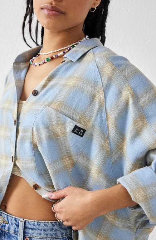Bdg Urban Outfitters Brendon Plaid High-low Hem Button-up Shirt In Blue