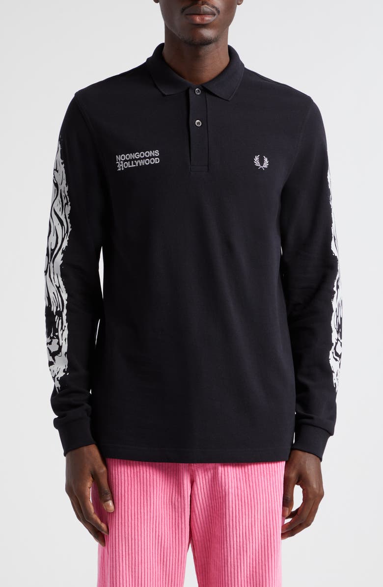 Fred Perry x Noon Goons Flaming Skull Cotton Piqué Polo, Main, color, 