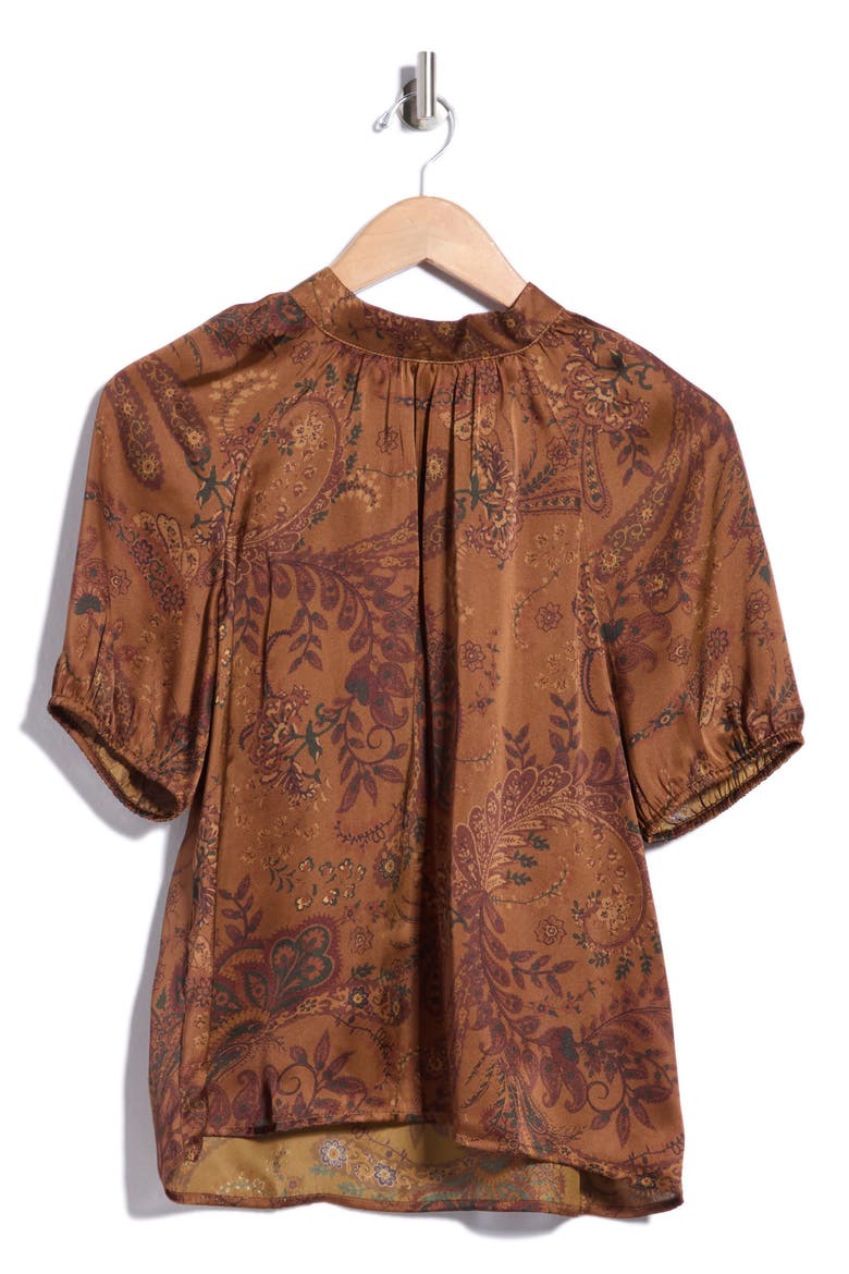 Tied Back Satin Top, Main, color, BROWN DIJON