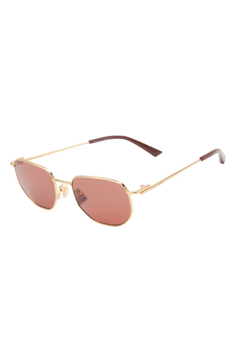 Bottega Veneta 52mm Pilot Sunglasses, Alternate, color, Gold/Pink