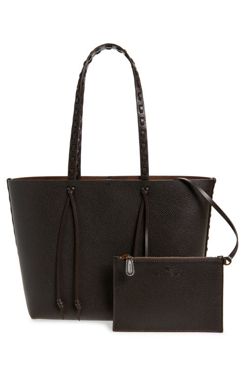 Etro Shopping Essential Leather Tote In Brown
