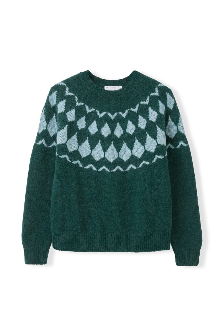 Lofty Diamond Yoke Sweater, Alternate, color, Bottle Green