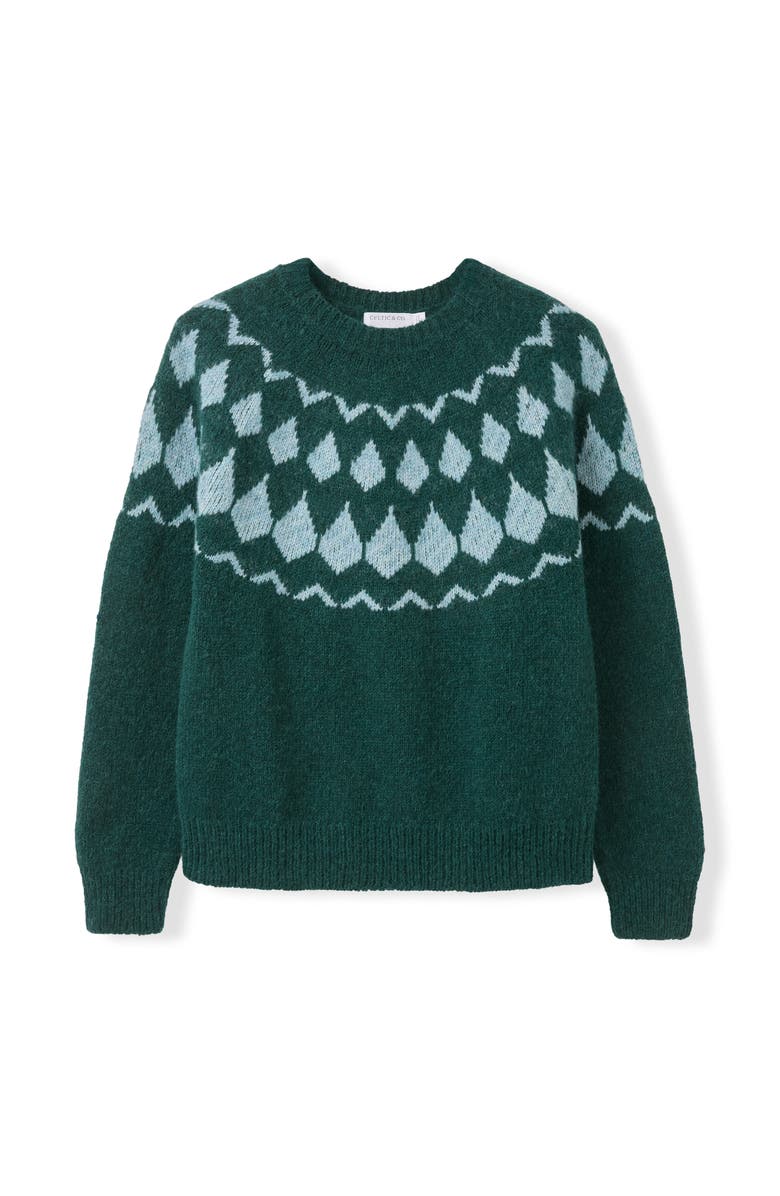 Celtic & Co. Lofty Diamond Yoke Sweater, Alternate, color, Bottle Green