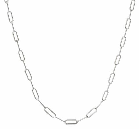 Rhodium Plated 2.5MM Clip Link Necklace