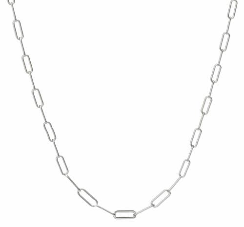 Donatello Gian Rhodium Plated 2.5mm Clip Link Necklace In Silver