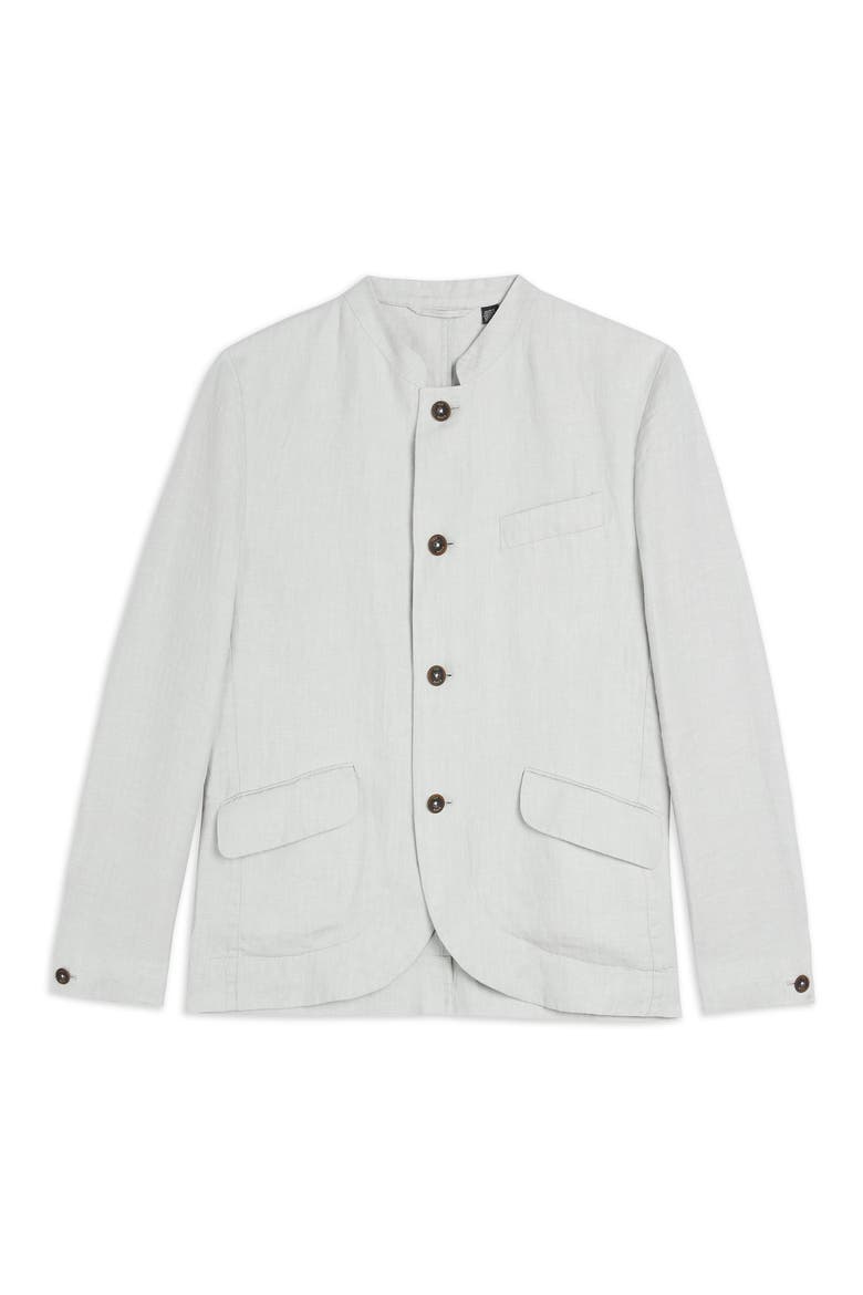 Radio J Mandarin Collar Linen Blazer, Alternate, color, NATURAL
