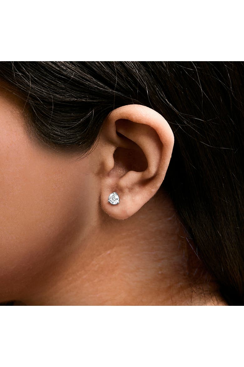 14K White Gold 1.0 Cttw 3-Prong Martini Set Brilliant Round-Cut Solitaire Lab Grown Diamond Screwback Stud Earrings, Alternate, color, White