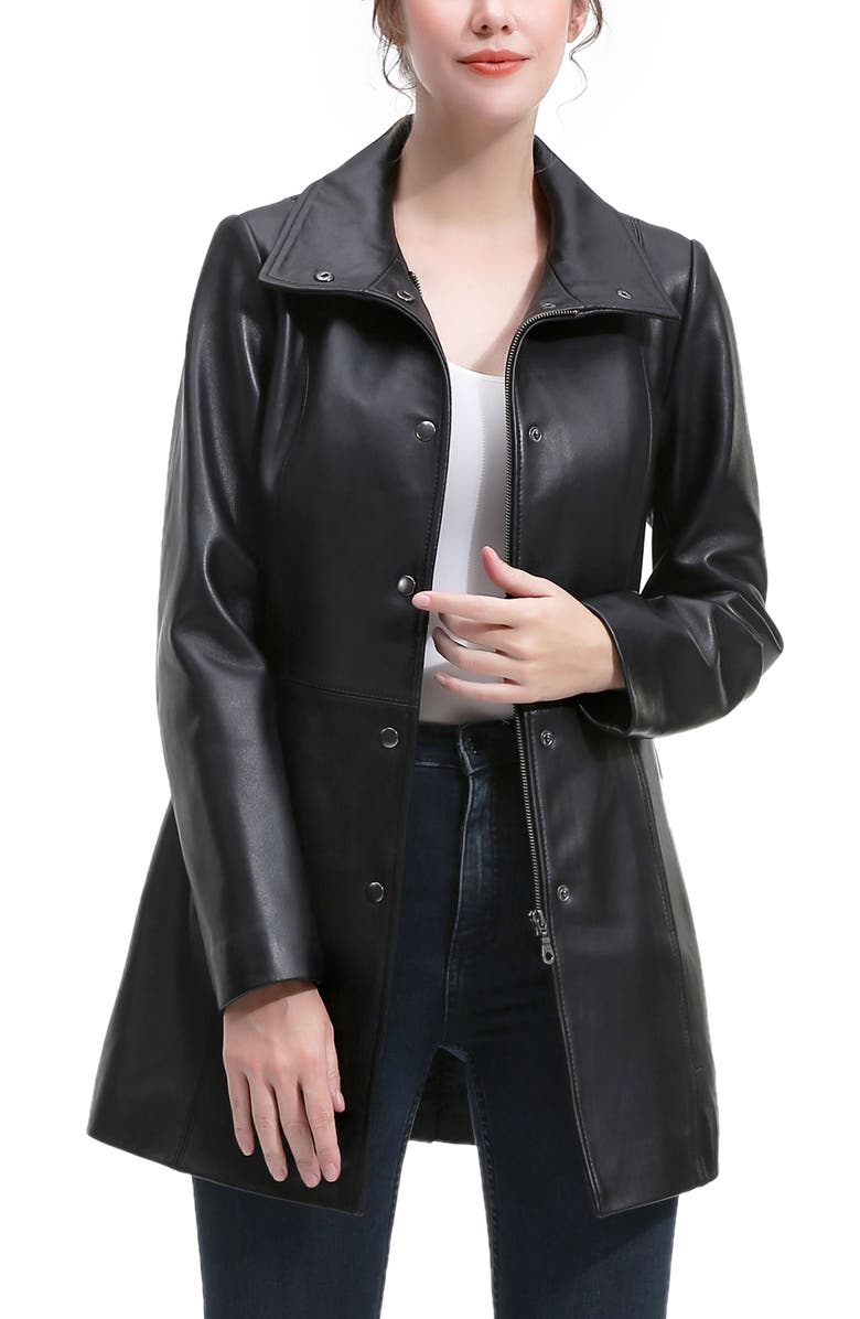 Kimi & Kai Ivy Leather Car Coat, Alternate, color, Black