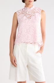 JASON WU Mock Neck Sleeveless Lace Top