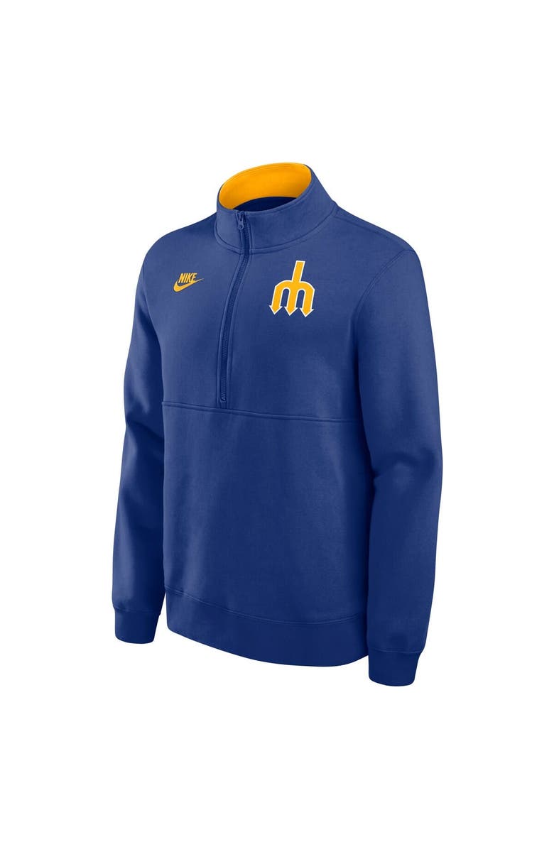 Nike Men's Nike Royal Seattle Mariners Cooperstown Collection Fleece Half-Zip Pullover, Alternate, color, 