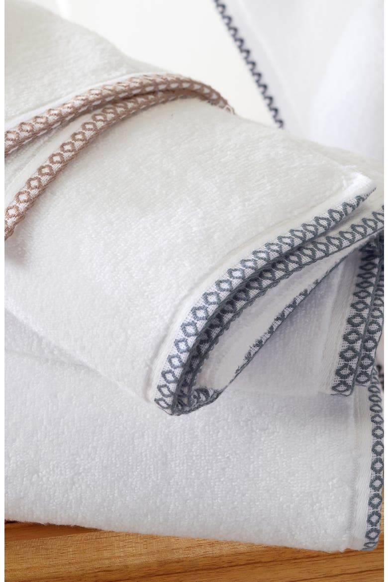 Border Stitch 6-Piece Cotton Towel Set, Alternate, color, WHITE/ROSEWOOD