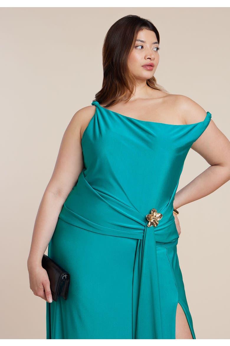Patbo X Eloquii Asym Neckline Maxi Dress, Alternate, color, BAYOU